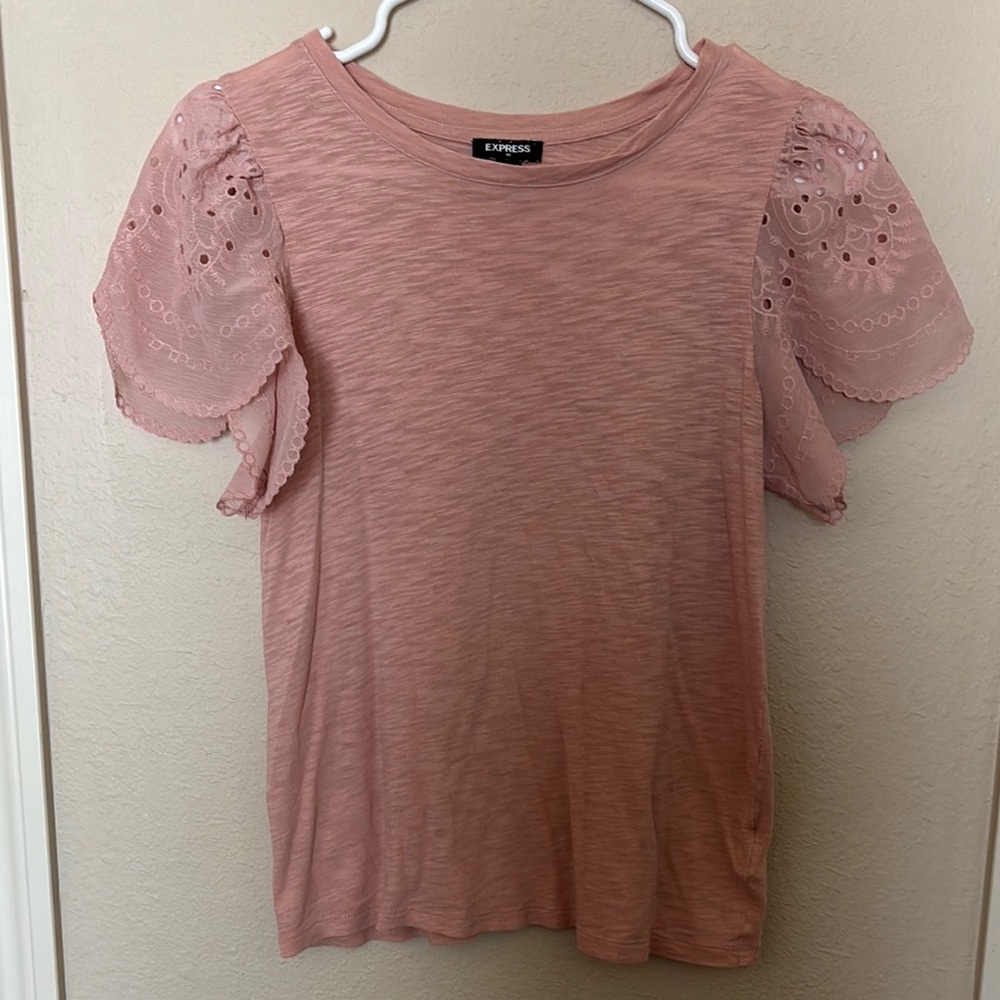 Express Pink Eyelet Sleeve Women's Top